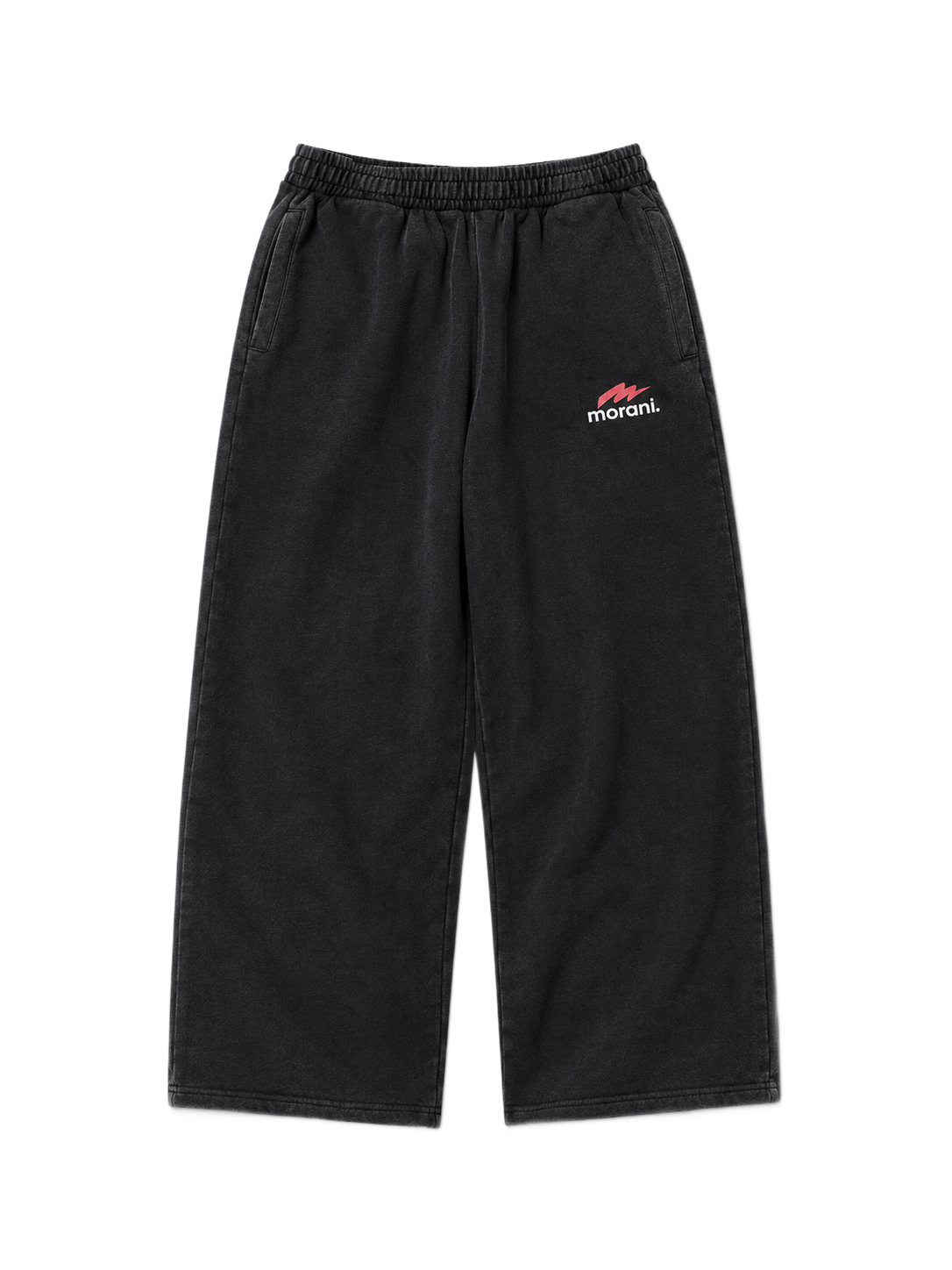 Morani oversized black sweats flat lay front with logo